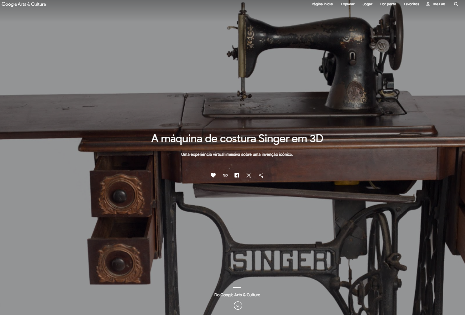 Captura de tela da Exposição Virtual Máquinas de Costura Singer